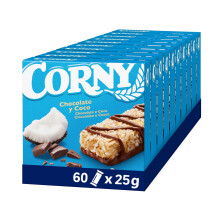Corny - Barritas de Cereales con Chocolate y Coco. 10 estuches con 6 barritas 10x(6x25g)