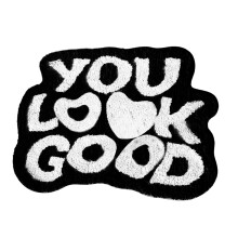 "You Look Good" bademåtte, 45 x 60 cm, søde badeværelsestæpper i mikrofiber, sjove brusemåtter, preppy badeværelsesindretning, skridsikker,