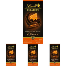 Lindt Creation ? Tableta de chocolate negro 70% cacao con relleno de mousse y coulis de naranja, chocolate Lindt, 150 g (Paquete de 4)