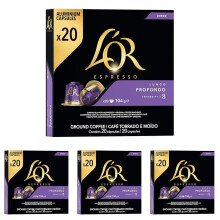 L'OR Lungo Profondo 8 Nespresso - C?psulas compatibles 1 x 20 unidades, 1 x 104 g (Paquete de 4)