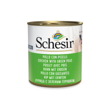 Schesir, Comida h?meda para Perros Adultos, Sabor Pollo con Guisantes, filetes en gelatina Blanda - Total 4,56 kg (16 latas x 285 gr)