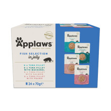 Applaws Natural Wet Cat Food, Pouch Multipack Fish Selection in Jelly, 70 g (24 x 70 g Pouches)