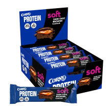 Barritas de Prote?nas, Corny Protein,Soft Chocolate Negro con Brownie,13,5 gr de Prote?nas, 0% Az?cares A?adidos, Ayudan al Desarrollo y Recuperaci?n
