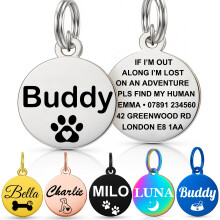 Personalised Dog Tags for Pets UK Prime, Deep Engraved Cat Dog Name