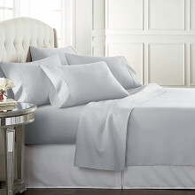 Bettwäsche-Set in King-Size für Menschen, die nachts schwitzen, 6-teilig, kühlende Mikrofaser mit 4 Kissenbezügen, tiefe Taschen, Hellgrau,
