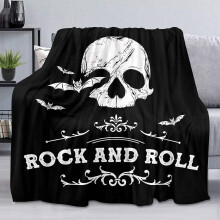 Skull Throw Blanket, Black Goth Bat Skeleton Blanket, Halloween Cozy Soft Fleece Blanket for Couch/Sofa, 30"x40", compatible with baby use
