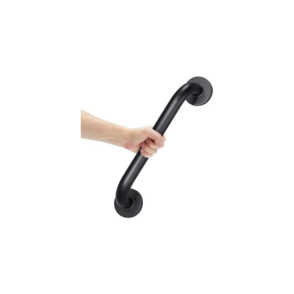 Anti-Slip Shower Grab Bars for Seniors, Stainless Steel, 16" x 1.25", Black, 500LBS Capacity, Thickened Base