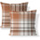 2 Pack 18x18 Inch Fall Pillow Covers Orange Grey Plaid 1