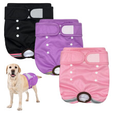 EOAMGO Dog Nappies, Reusable Dog Period Pants, Dogs Incontinence Pant, Dog Season Pants Female (Black, Pink, Purple, XL, count, 3)