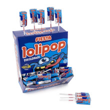 FIESTA Lolipop Pintalenguas Caramelo Masticable con Palo Sabor Sand?a - Caja de 100 unidades