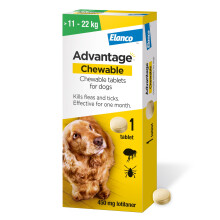 Advantage Chewable 450mg Chewable Tablets for Dogs >11-22kg (1 pack), Flea and T