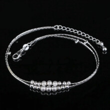 Tobillera con colgante y pulsera de tobillo con cuentas (plata)