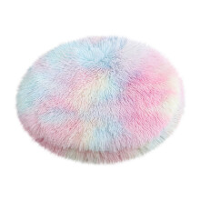 20 inch Plush Dog Bed Mat Warm Fluffy Round Puppy Crate Pad with Anti-Slip Waterproof Bottom Soft Comfy Pet Kennel Mat for Small and Medium Dogs