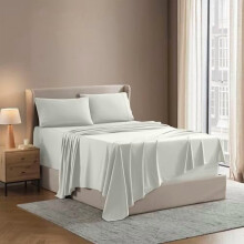 Bettwäsche-Set – Kurzes Queensize-Bettlaken-Set, 4-teilig, Mikrofaser, Cremeweiß, leicht, atmungsaktiv, knitterfrei