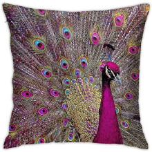 Fodera per cuscino quadrato con pavone magenta, copricuscino decorativo per auto, divano, sedia, letto, soggiorno, 18x18 pollici