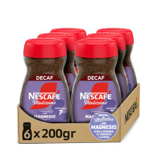 NESCAF? VITALISSIMO DESCAFEINADO con magnesio, caf? soluble descafeinado, frasco de vidrio, Pack de 6 x 200 g