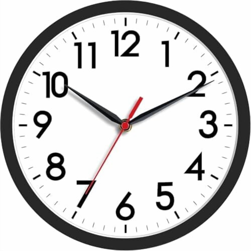 8 Inch Silent Battery Wall Clock Black