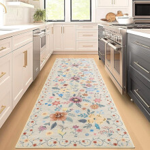 Tapis 60x180 cm, tapis de couloir fleuri pour cuisine, chambre ou entrée, tapis d'intérieur doux et ultra-fin à poils courts avec envers