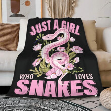 Couverture « Juste une fille aime les serpents » en flanelle polaire légère et douce, idéale comme cadeau, décoration pour la maison, le lit,