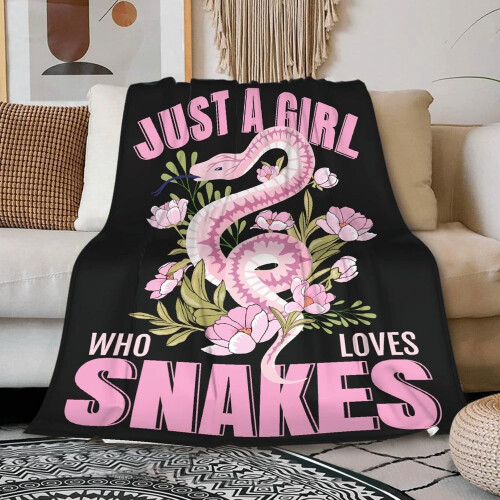 Κουβέρτα Just A Girl Loves Snakes Ελαφριά, άνετη κουβέρτα από φανέλα από φλις, το καλύτερο