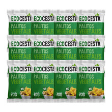 ECOCESTA MEJOR CADA DIA - Pack de 12 Bolsas de Palitos Vegetales Ecol?gicos de 70 g - Apto para Veganos - Sin Conservantes ni Colorantes - Snack Veget