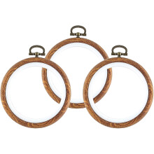 3-teiliges 4"-Stickrahmen-Set, Rahmen in Holzoptik, geeignet für Kreuzstich, Nähen und Aufhängen von Ornamenten