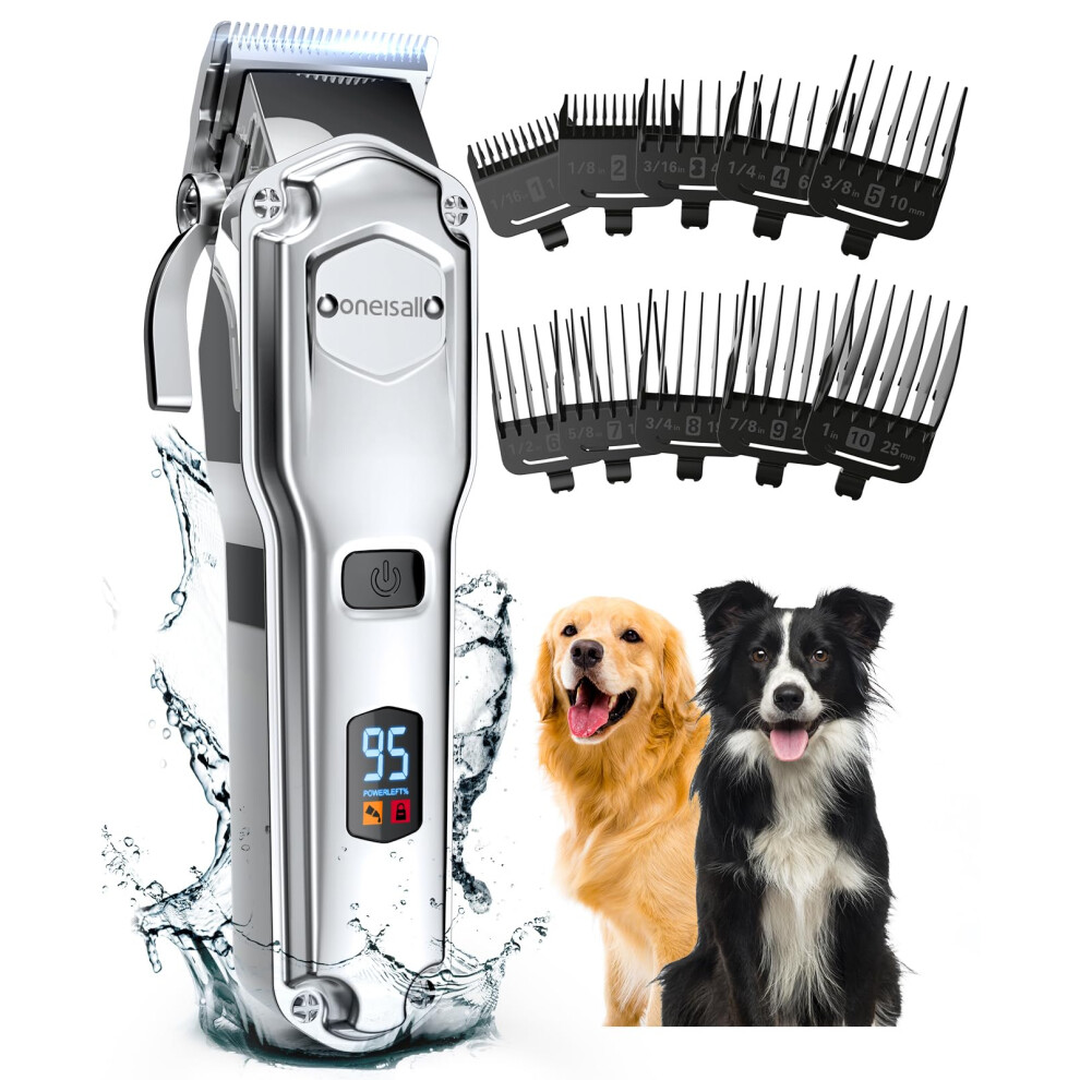 Photos - Other for Dogs Oneisall Dog Clippers for Grooming for Thick Heavy Coats/Low Noise Rechargeable Cordless Pet Shaver with Stainless Steel Bla