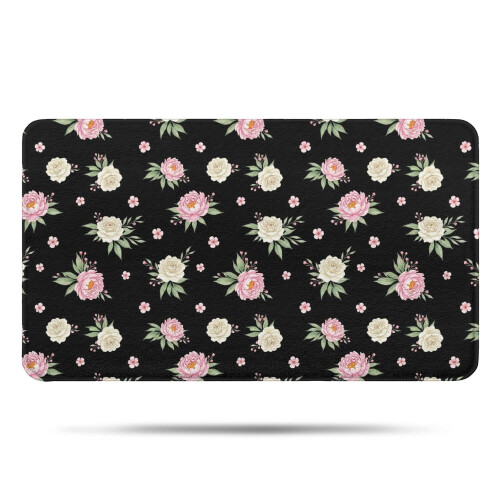 Χαλί μπάνιου Pioneer Flower Floral, αντιολισθητικό χαλάκι μικροϊνών με επένδυση από