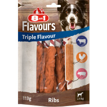 8in1 Triple Flavour Ribs chew sticks for dogs - extra-meaty chew