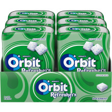 Orbit Refreshers, Bote de Chicles Sin Az?car , Sabor Hierbabuena que proporciona frescura inmediata, grageas (6 x 30 chicles)
