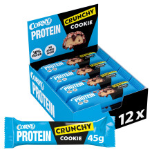Barritas de Prote?nas, Corny Protein,Crunchy Chocolate y Cookies,13,5 gr de Prote?nas, 0% Az?cares A?adidos, Ayudan al Desarrollo y Recuperaci?n de la