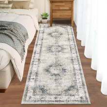 Tapis de couloir Sage 60 x 180 cm – Lavable en machine, antidérapant, aspect vieilli vintage, idéal pour le couloir, la cuisine, le salon, la
