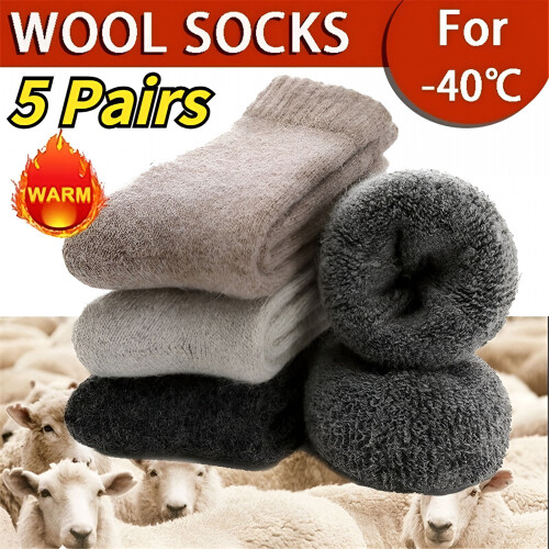 Merino Wool Boot Socks Winter Thermal 5 Pairs