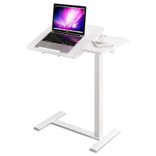 Laptop-Tisch mit Rollen und neigbarer Tischplatte, höhenverstellbar, pneumatisch verstellbar, für Homeoffice, Schlafzimmer oder Sofa, Weiß