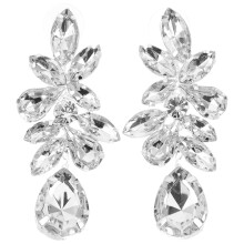 Orecchini da donna con strass, 1 paio, effetto scintillante, argento, accessori per feste, 6,00 x 2,50 x 1,50 cm