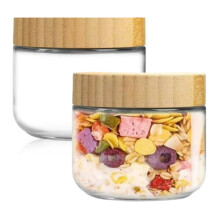 2er-Pack Vorratsgläser aus Glas mit Holzdeckel