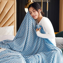 CheAAlet Cooling Cotton Flannel Queen Blanket – Lightweight Bamboo Rayon Throw for Hot Sleepers, Teal Blue, 70x100cm