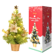 18" Pre-Lit Mini Christmas Tree with LED Lights, Ornaments – Tabletop Xmas Decor