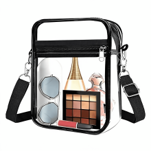 Priehľadná crossbody kabelka schválená Stadium - Dámska taška s nastaviteľným popruhom a predným vreckom