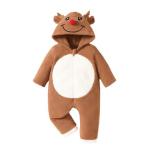 Infant Boys Girls Christmas Long Sleeve Romper Cartoon Deer Cosplay Costume Hoodie Jumpsuit Funny Cute Infant Jumpsuit Clothes