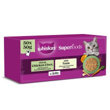 WHISKAS SUPERFOODS Adult Wet Cat Food in Jelly 50x50g Mixed
