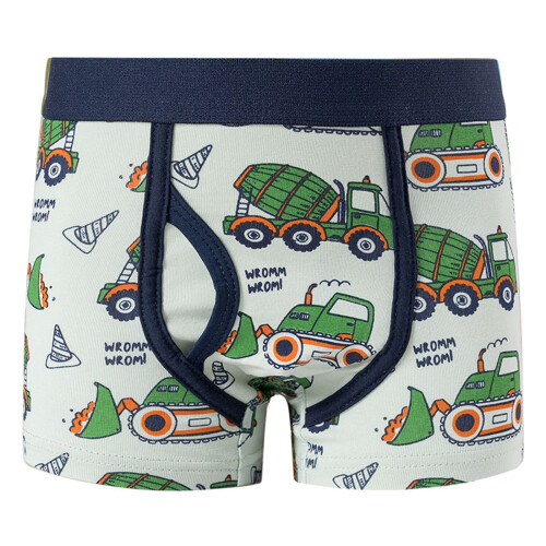 Boxers d'été pour garçon, imprimé bulldozer, patchwork, tissu doux et résistant.