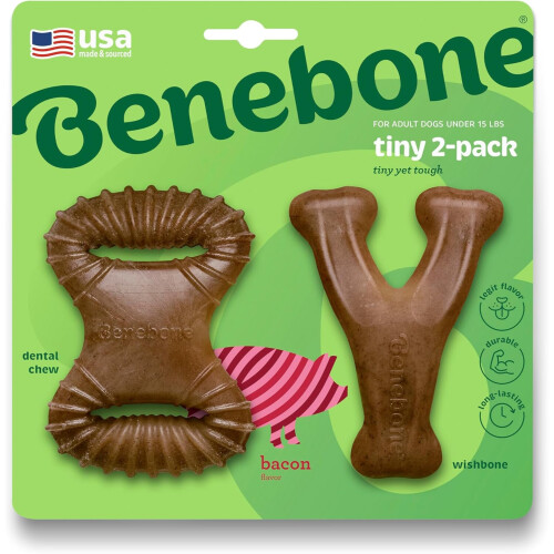 Benebone Tiny 2-Pack Dental Chew, Bacon Flavour