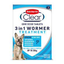 Bob Martin Clear 3-in-1 Wormer for Dogs (2 Tablets) - For Small Dogs