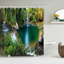 Rideaux de douche 3D imperméables en polyester, motif forêt et nature, pour salle de bain ou terrasse, avec pare-soleil de baignoire.