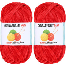 2 x 100 g fluweelzacht chenillegaren (dik garen) voor haken en breien – zacht handwerkgaren voor babydekens, kleding en weven (compatibel met