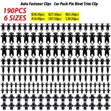 190 pièces de fixations universelles pour carrosserie automobile : clips en plastique, rivets, fixations pour panneaux et ailes