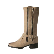 Botas de caña ancha para mujer, de tacón bajo, de nobuk sintético, elegantes, talla US: 6.5 (38)