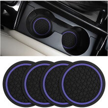 8 sottobicchieri per portabicchieri auto, 7 cm, antiscivolo, antipolvere, universali per auto, camion e camper (nero/rosso)