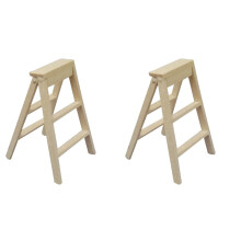 Scala a pioli pieghevole in legno per 1: 12 Mini Casa